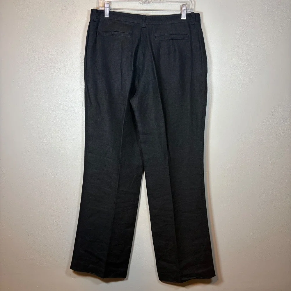 Banana Republic Womens 100% Linen Wide‎ Leg Trousers Black Size 8 723210-00-1